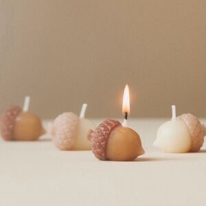 NIB Acorn Shaped Wax Candles Set of 4